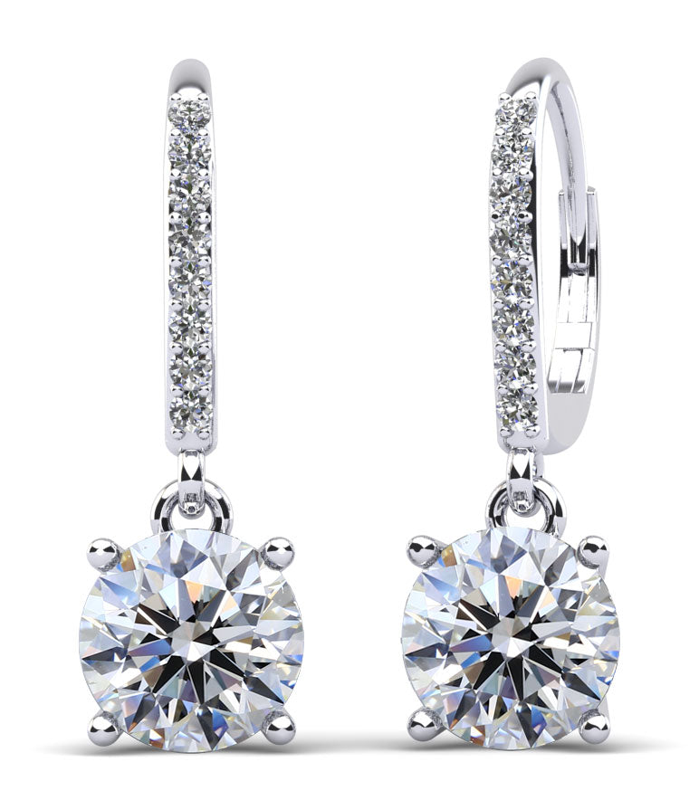 Brilliance Diamond Drop Earrings Diamond with 1.74 ct. (2X0.75 ct. center diamonds)